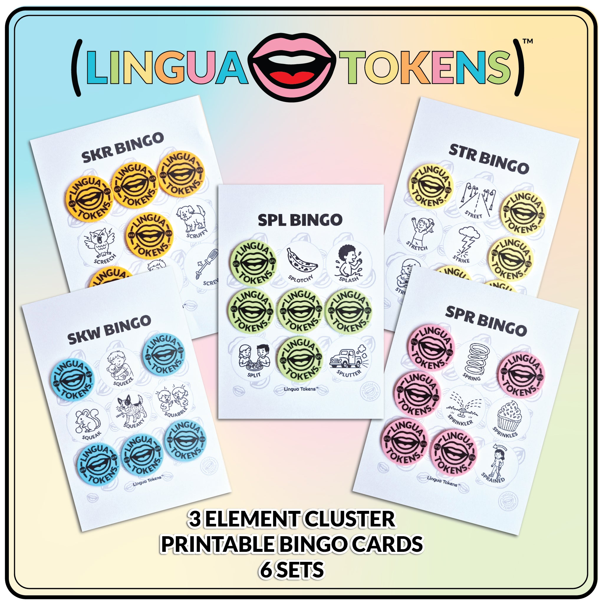 Lingua Tokens™ 3-Element Cluster BINGO Bundle