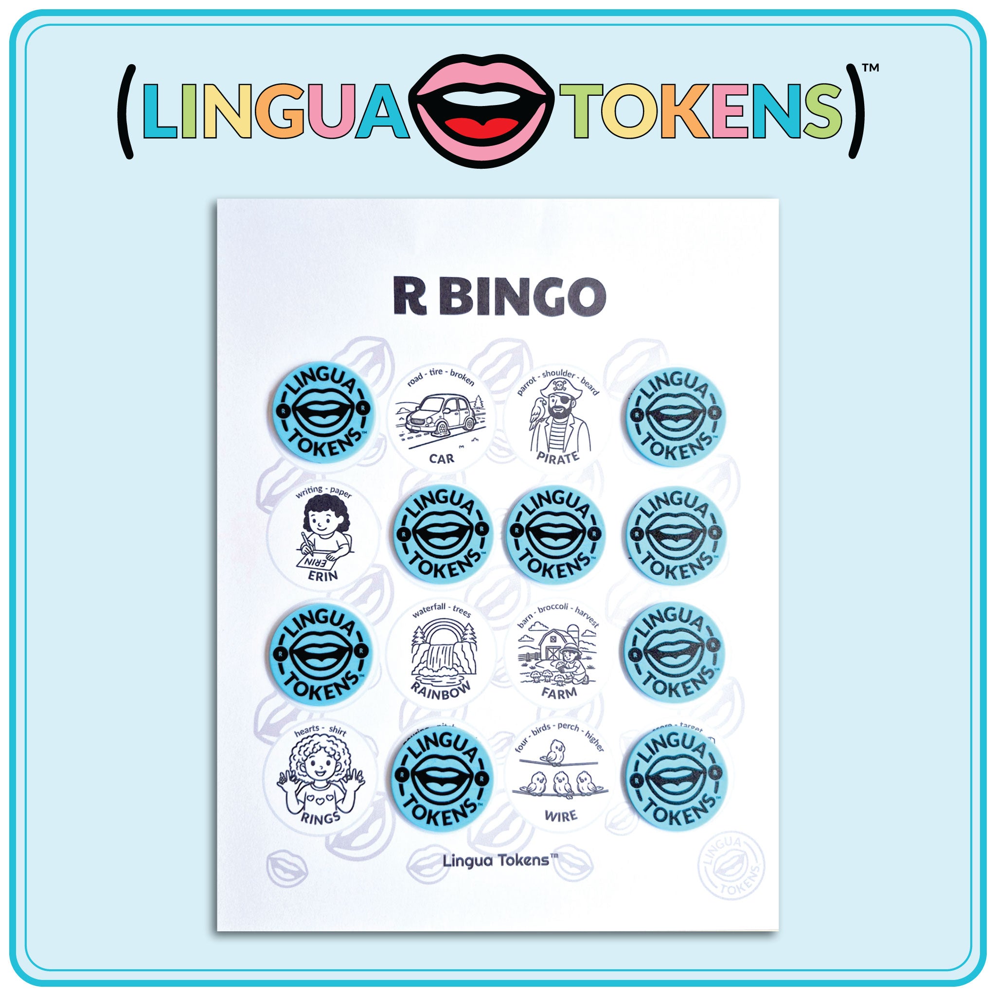 Lingua Tokens™ BINGO CARDS-R