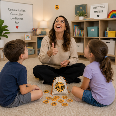 Heads or Tails game used as a fun speech sound activity