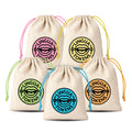 2 Element Clusters phoneme sets - THR, SHR, FR, FL, SL - five drawstring bags with 'LINGUA TOKENS' logos on a white background