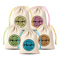 3 Element cluster phoneme sets - STR, SPR, SPL, SKW, SKR - five drawstring bags with 'LINGUA TOKENS' logos on a white background